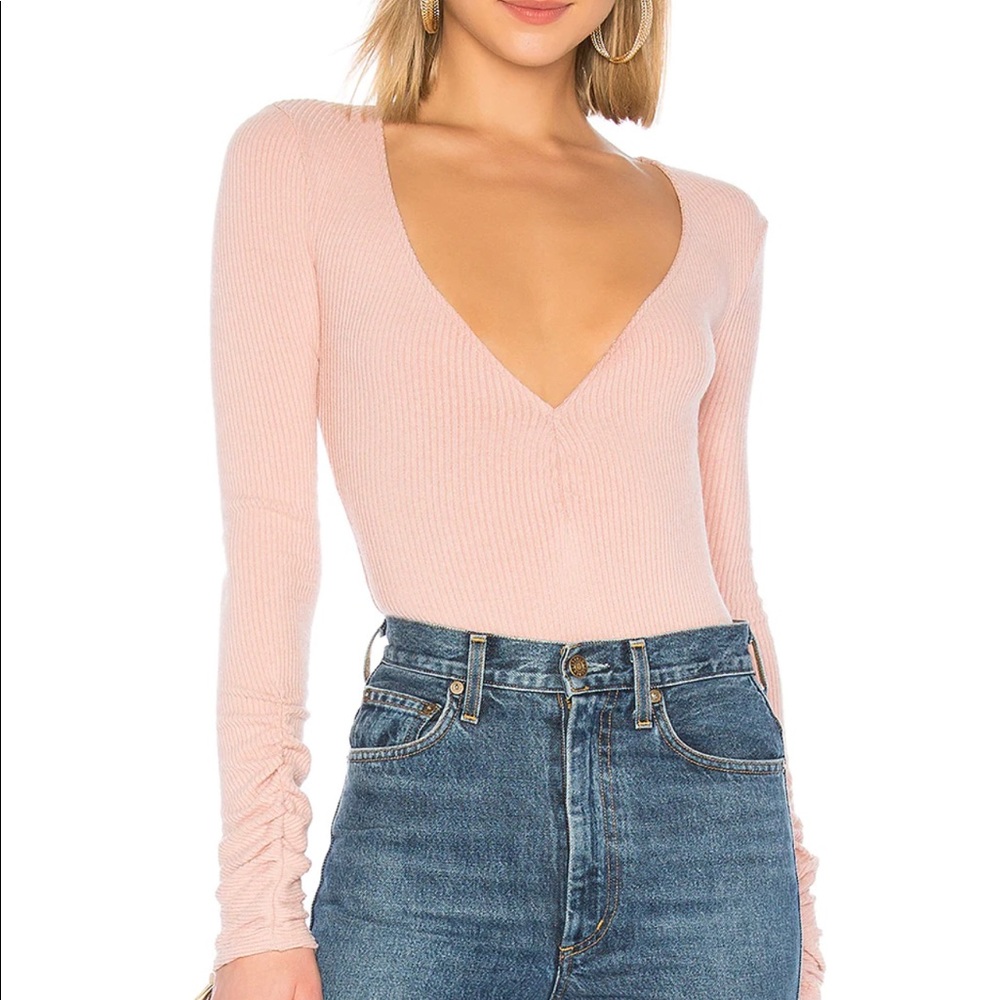 Free people cozy up with me bodysuit sz M in Rose